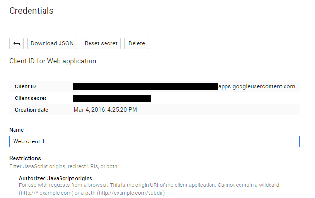 Show client id and client secret