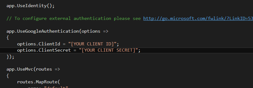 Add google auth calues
