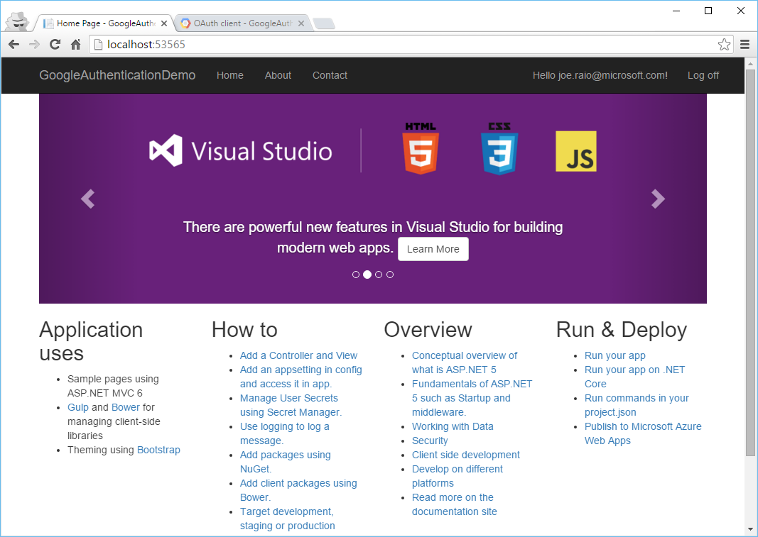 Google auth working with ASP Core